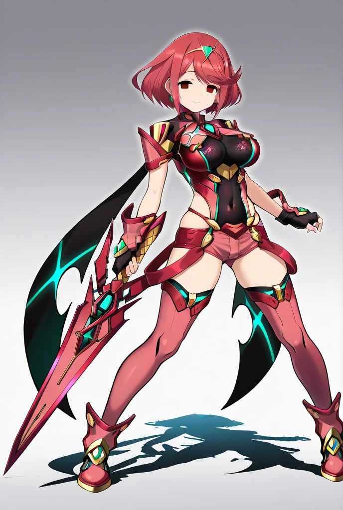 Masterpiece, best quality,Pretty face, anime, small breasts, standing,solo,torso, <lora:pyraMythraPneuma_50Epochs:.4>, pyra \(xenoblade\) ,solo