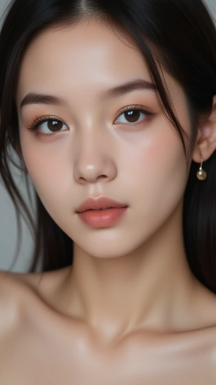 A Beautiful Women with soft features black hair Dark brown eyes and white skin (NSFW)