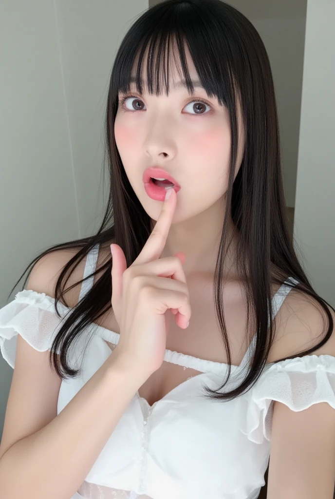 Eyes turned up, orgasmic face, fair skin, moist body, tulle clothes, clothes moist, 4k, high quality, indoor light, areola, comfortable expression