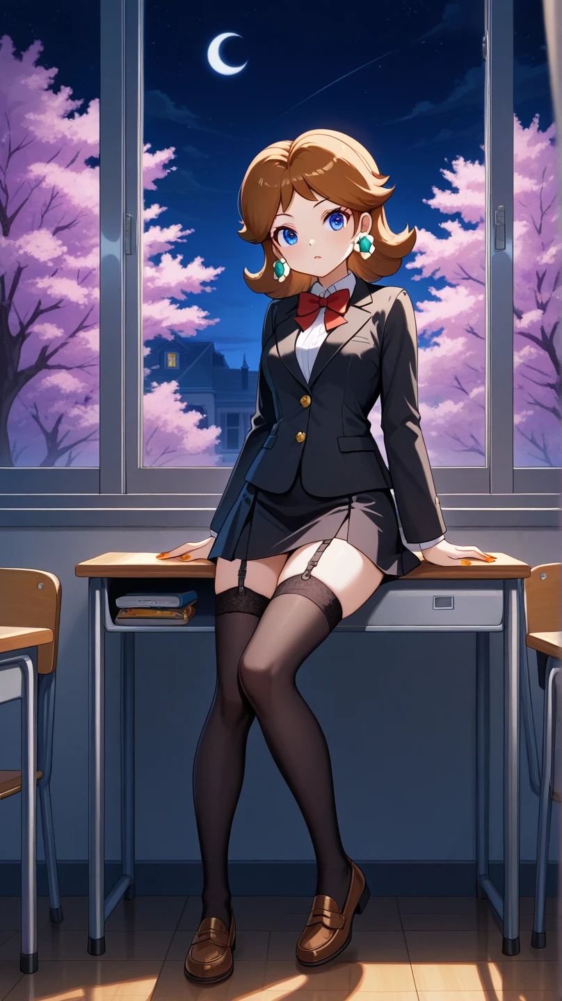 Perfect anime illustration, 1girll, Dark gray hair, Curly hair, matching hairstyle, browneyes, inquisitive，curiosity，Pleasure, ((matching outfits, Light brown transparent student uniform shirt，Uniform skirt，Dark brown detective style coat，Leather booties)), matching hairstyle, Fantastic stylistic foundation，A dragon hovered behind the girl，Cross legs，（Where one leg is folded over the other），Lady，Dark blue pantyhose, A high resolution, full bodyesbian, Pose，Raised sexy，sexyposture （（（tmasterpiece），（Very detailed CG unity 8k wallpaper），best qualtiy，，独奏，1girl，cinmatic lighting，detailed back ground，beatiful detailed eyes，Bright pupils，（very fine and beautiful），（Beautiful and detailed eye description），ultra - detailed，tmasterpiece，）），witch，witch hat，Dragon's horn，mmorpg，nipple play，Game panel，Game perspective
