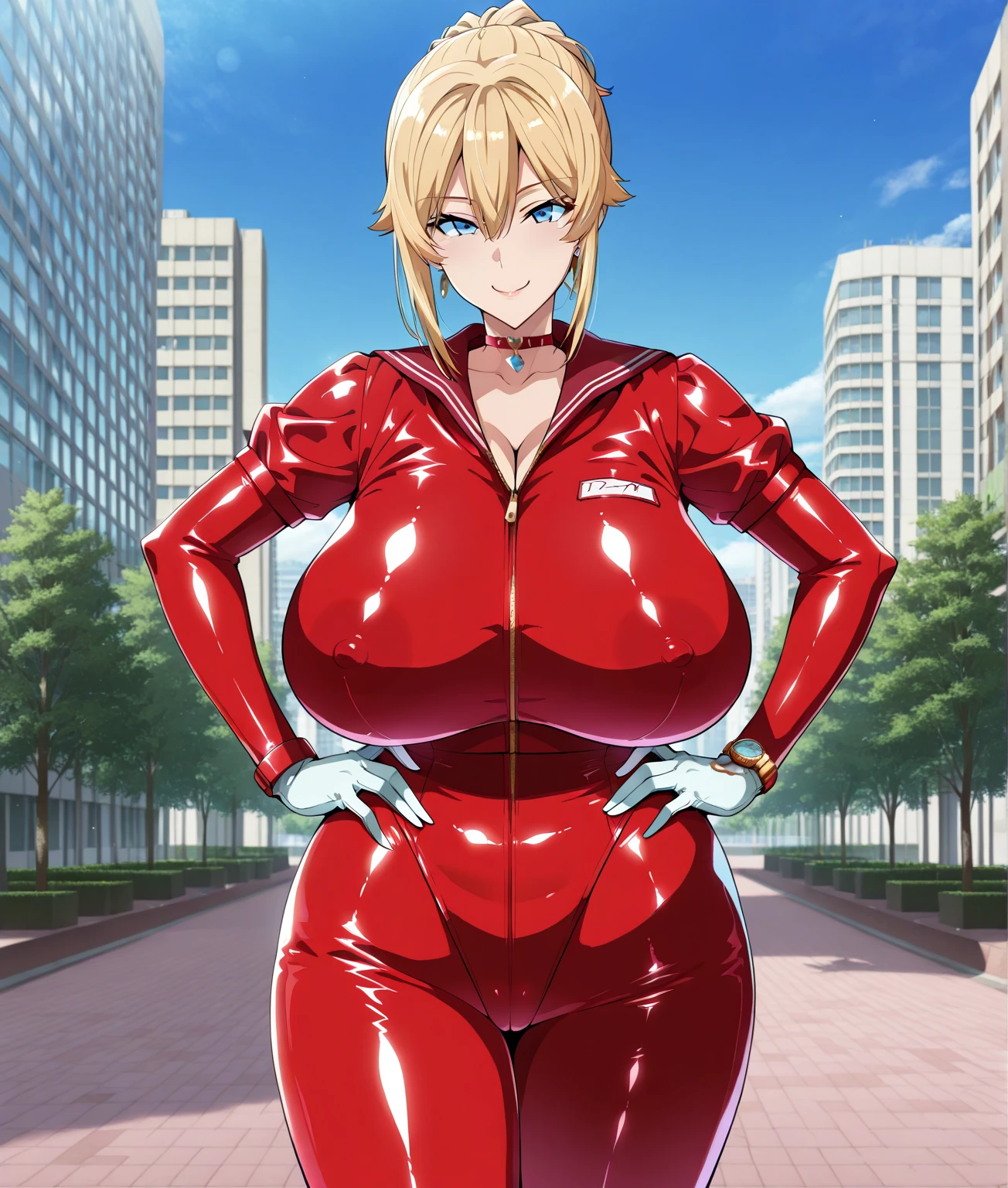 venusbody,1girl,solo,hourglass body, (thin waist:1.3),(huge breasts:1.1),wide hips,MILF, mommy, bare shoulders, pencil dress, (cleavage:1.3), looking at viewer, cityscape, (crowd), surrounded by people, nsfw, detailed face, detailed background, huge nipples bulging in clothes