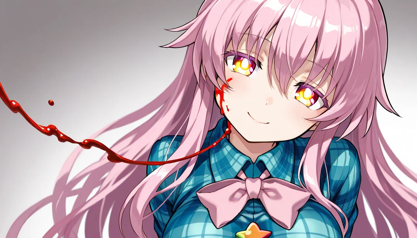 (masterpiece, best quality:1.2), upper body, solo, 1girl, sakihata rimi, (blood, blood on face, blood on clothes:1.3), expressionless, looking at viewer, constricted eyes, school uniform, blazer, bow, alley <lora:chaoshead_sakihata-11:0.9> <lora:Constricted PupilsV3:0.6>