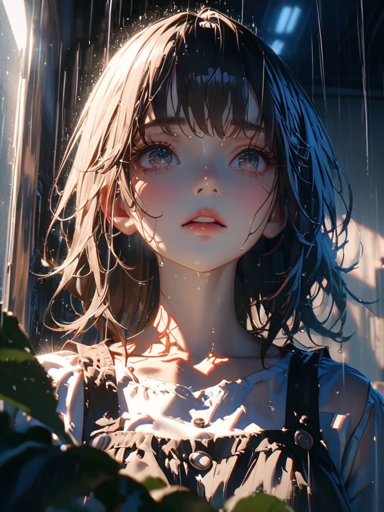 (RAW shooting, Photorealistic:1.5, 8k, highest quality, masterpiece, Ultra-high resolution), Perfect dynamic composition:1.2, night, Expressions of sadness:0.7, (((Typhoon heavy rain))), Highly detailed skin and facial textures:1.2, A slim high school girl wet with rain, Sexy beauty, Perfect Style, beautifully、aesthetic, Fair skin, Very beautiful face, (Rain dripping down on my body:1.2, Wet Hair:1.2, Wet clothes:1.2), Water droplets on the skin, Shapely breasts, Chest gap, Embarrassed smile, Her facial expression when she felt intense caressing, Facial expressions when feeling happy, (Beautiful erotic eyes, Beautiful, erotic lips:0.8), (Too erotic:0.9, Fascinating:0.9), Cowboy Shot, Perfect limbs, Perfect Fingers