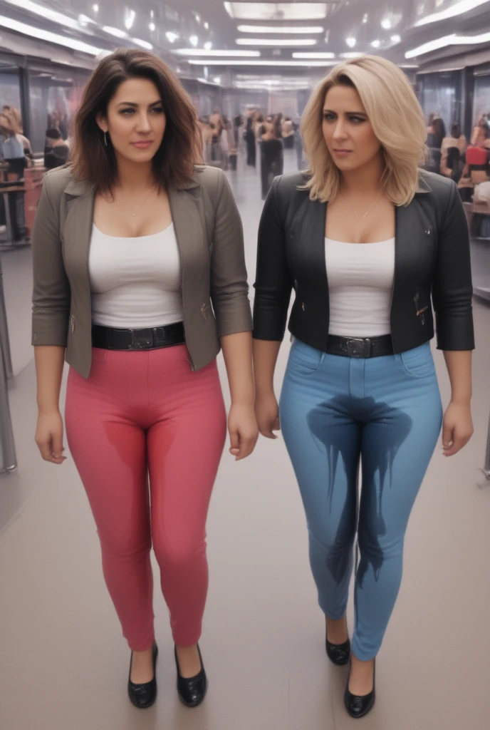 ((masterpiece, best quality)), Buff blonde Norwegian woman in white bra and white granny panties, Curvy red-haired Latina in white bra and white cotton panties, standing in a locker room, realistic Action figure, toy close up, detailed figurine, intricate details