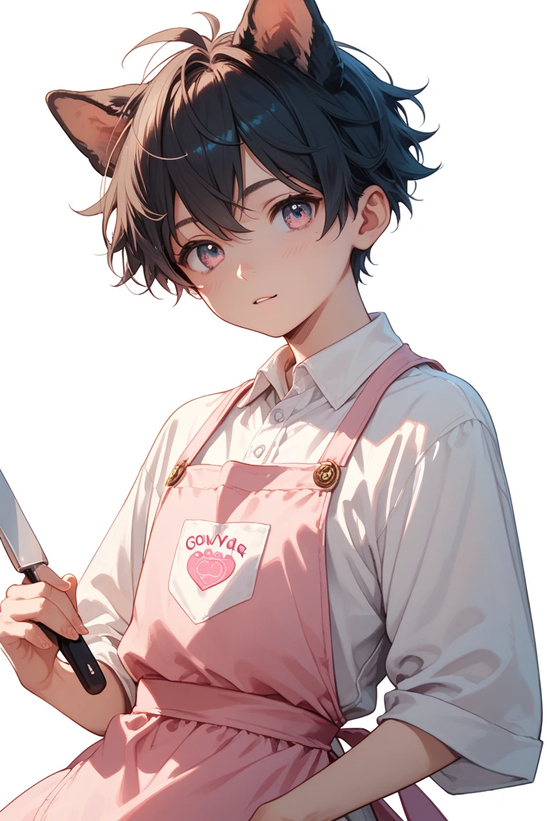 (((Boy with cat ears))), 8k, ((best quality)), 7 yease old, very cute, orange hair, (((very blush))), Wear glasses, 