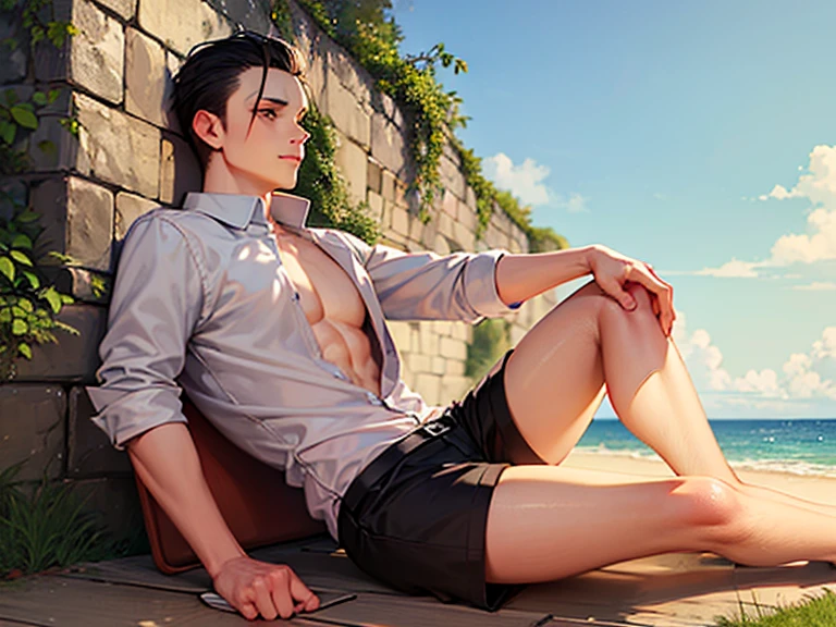 masterpiece, 1boy, adult, handsome, black hair, undercut hair, perfect face, detailed eyes and face, black eyes, clean shaved, muscular, capturing a rural atmosphere, dynamic lighting, unreal engine 5, hd picture,
