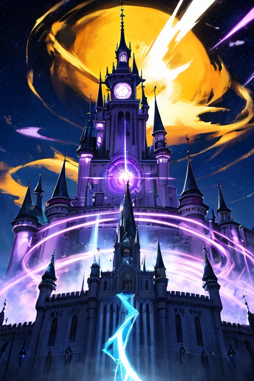 ((flight majestic neo-gothic magic castle floating with floating between in the space:1.3)), surrounded by a magical array of symbols and runes. (magnificent magic circle floating above the hand of a god reaches down from the heavens:1.3), imbuing the castle with divine power. the translucent walls of the castle shimmer with the light of countless spells, creating an atmosphere of wonder and mystery. This is a world of fantasy and magic, where anything is possible. ethereal light, giving it an otherworldly feel. walls adorned with intricate carvings and stained glass windows, in a realm beyond our own, buildings are made of shimmering, divine possession, insane details, highest quality, highly quality, impeccable quality, crisp clarity that is unmatched, sharpness and clarity unmatched, airbrush drawing, acrylic paint, carving, chalk drawing, holography, light field photography, palette knife and brush strokes, mixed media,
