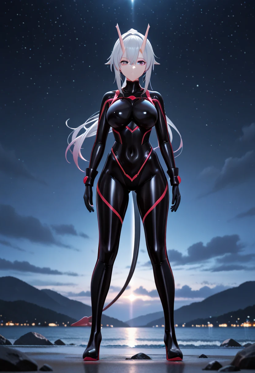 hat, necktie, gloves, ribbed bodysuit, expressionless, blank eyes, looking at viewer, corruption, mind control, female combatant, full body, hypnotized, unhappy trance, full body, obey, perfect female body, hypnosis, hypnoLora, empty eyes, Mind control device, poses, submissive_pose, Slave, standing straight, standing, standing at attention, Fighting Stance, extending the right arm from the shoulder into the air with a straightened hand, (((pixel-perfect, detail-perfect))), multiple girls, 2girl, hair ornaments, anastasia, blue eyes, grey hair, hair between eyes, (hair over one eye:1.5), long hair, bangs, medium breast