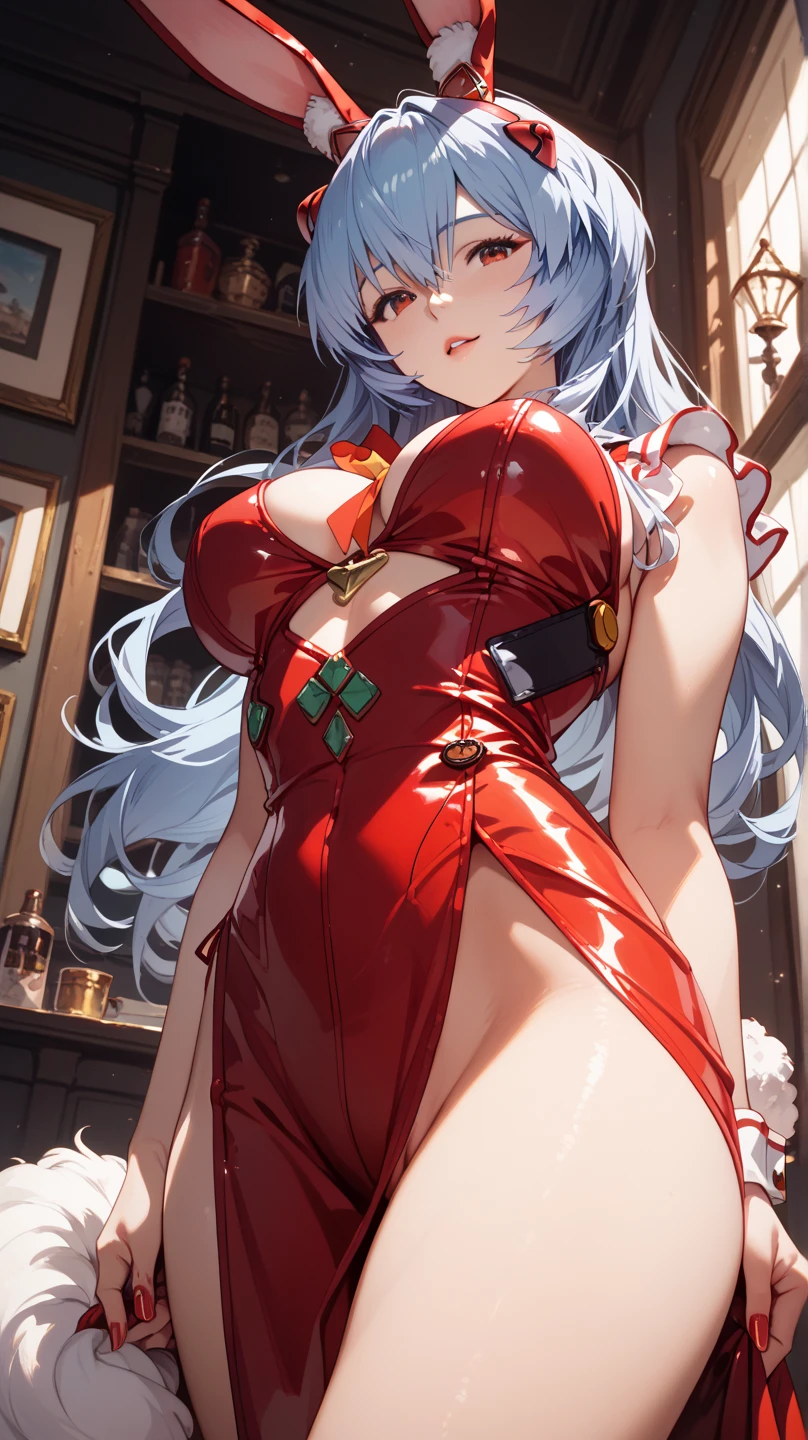 masterpiece, best quality, 1girl, mejiro ardan \(umamusume)\, 19yo, cute, kawaii, lori, beautiful face, beautiful hair, (((lovely big eyes))),(((cute smile, happy)), (((saggy huge breasts:))), ((hanging breasts)), (((erect nipples))), ((puffy nipples)), (((large areolae, covered nipples))), (((breasts apart))), (((slim body))), night, city, city lights, neon lights, shop, ((((sexy)))), standing, ((((red sexy dress)))), (((latex,))) ((jewelry)), (((very humid sweaty))), (((shiny skin))), (((sweat))),((full body)),