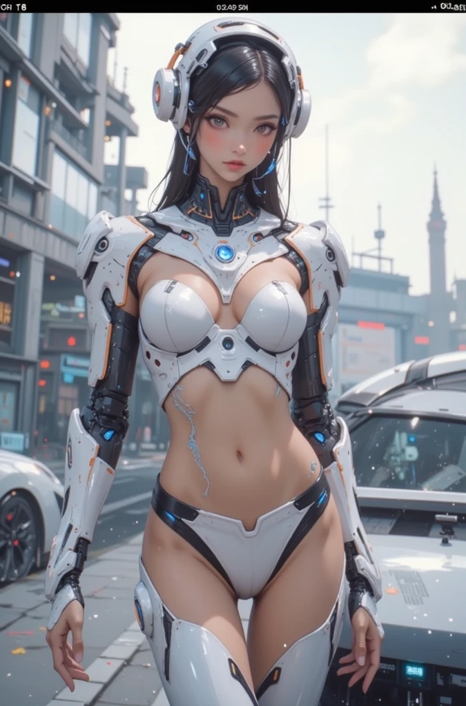 Cyberpunk girl posing on a motorcycle, cute cyborg girl, beutiful white girl cyborg, wlop. scifi, oppai cyberpunk, perfect android girl, beautiful girl cyborg, perfect anime cyborg woman, smooth digital concept art, girl in mecha cyber armor, gynoid cyborg body, cyberpunk anime girl mech, cyborg girl, NSFW