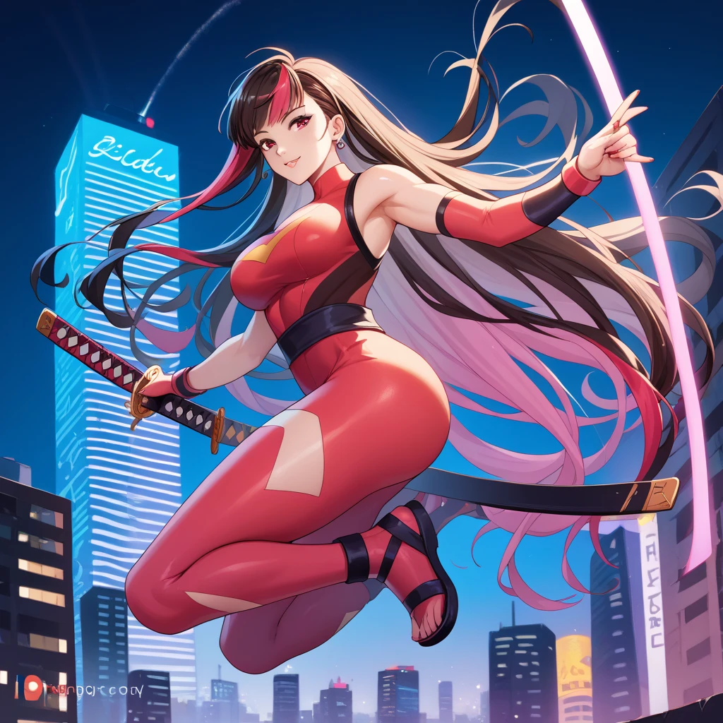 (masterpiece, top quality, best quality), pixel,pixel art,A seductive voluptuous female killer cyborg woman with shoulder length dark hair and (glowing red bionic eyes), wearing powered armor, holding a heavy weapon,fullbody