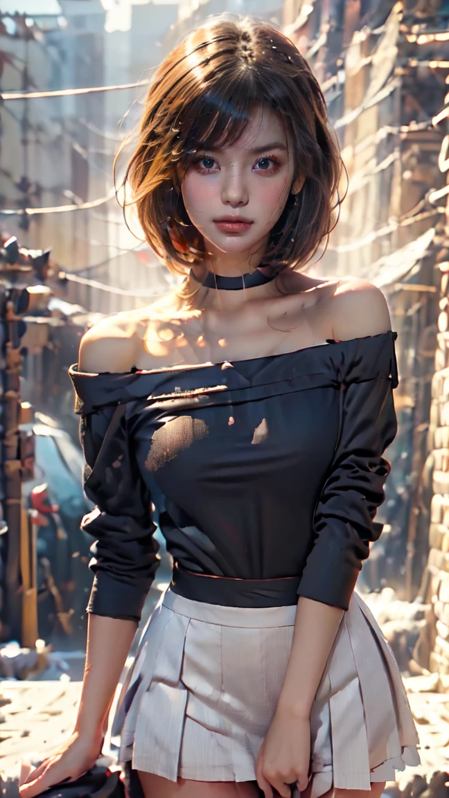 Best Quality, Masterpiece, Ultra High Resolution, (Realisticity: 1.4), Original Photo, 1girl, Pink Off-the-Shoulder, Cinematic Lighting