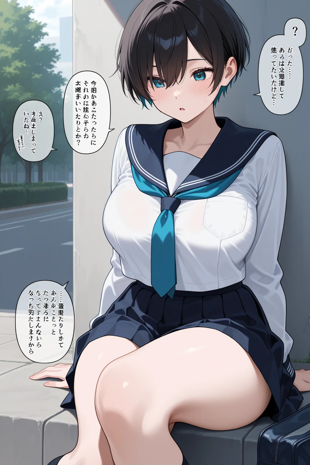 masterpiece, Highest quality, High resolution, Sailor Mercury 1990s \(style\),、(Big Breasts)、Sweating all over the body、vapor、、Magazine Cover From behind, Spread your ass, Spread your legs Shooting from below