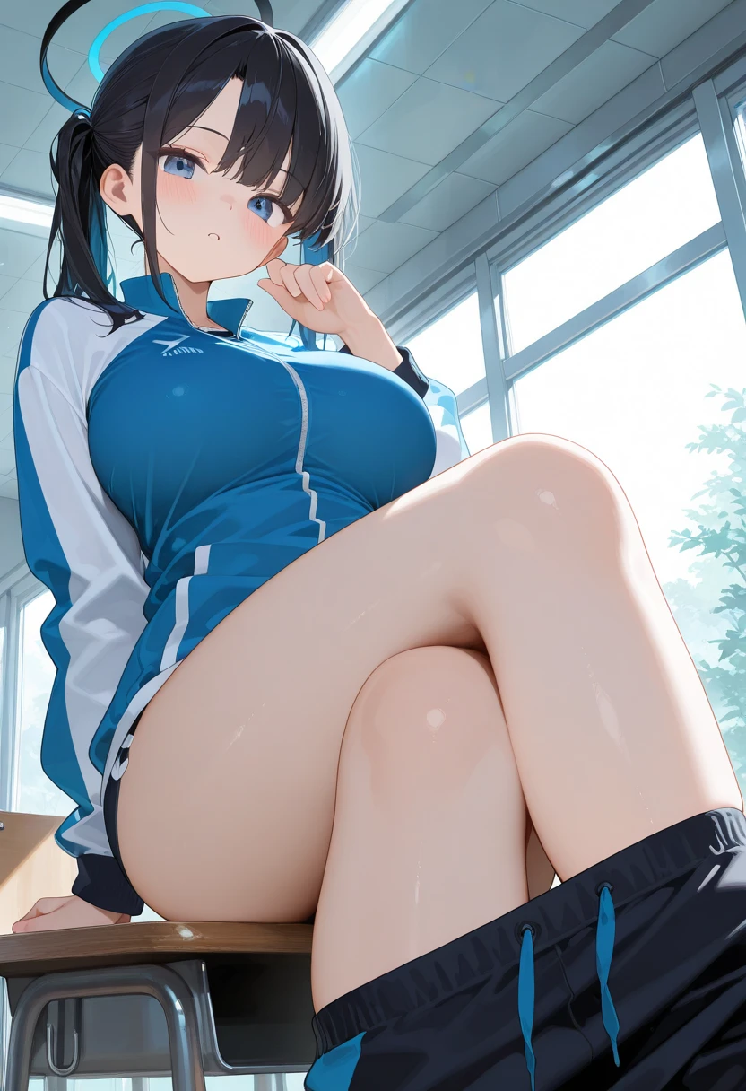 (View from the front)Looking into the camera,28 years old,1 female,(((Sit on the tennis court with your knees bent and your legs apart......))),(Thighs are wide open on both sides)((Spread your legs in an M shape))((Please wear light blue tennis wear.))((Wearing a flared skirt))((Panties are visible))(Professional Tennis Player),(Accentuate the crotch)(Crotch close-up),(Medium sized breasts),(Beautiful breasts)(Moderately voluptuous body)(Black hair pixie cut),(Best image quality, (8K), Ultra-realistic, 最high quality, high quality, High resolution, high qualityの質感, Attention to detail, Beautiful details, Fine details, Highly detailed CG, Detailed Texture, Realistic facial expressions, masterpiece,(((The upper body is leaning backwards)))(((Accentuates curves from chest to waist)))(((Photograph the whole body)))(((Front view)))