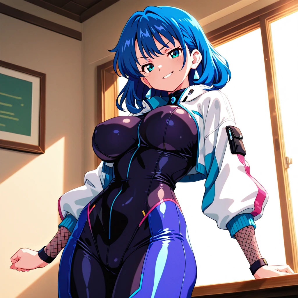 ((mejor calidad)), ((Obra maestra)), (detallado), girls ai_generated big_breasts blue_hair brown_eyes busty crossed_legs doctor erect_nipples huge_breasts labcoat looking_at_viewer maken-ki! mature mature_female mature_woman milf navel nijou_aki nipple_bulge nipples_visible_through_clothing open_coat seductive_look smile stable_diffusion sweat underwear voluptuous voluptuous_female abs
