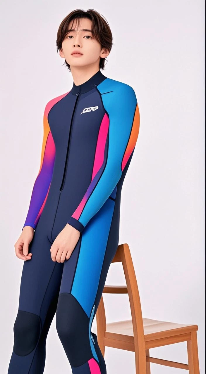 Full body, cool eyes , 1 boy  , full body , handsome boy , anime style , cute eyes  , (standing up) , surfer , expert surfer