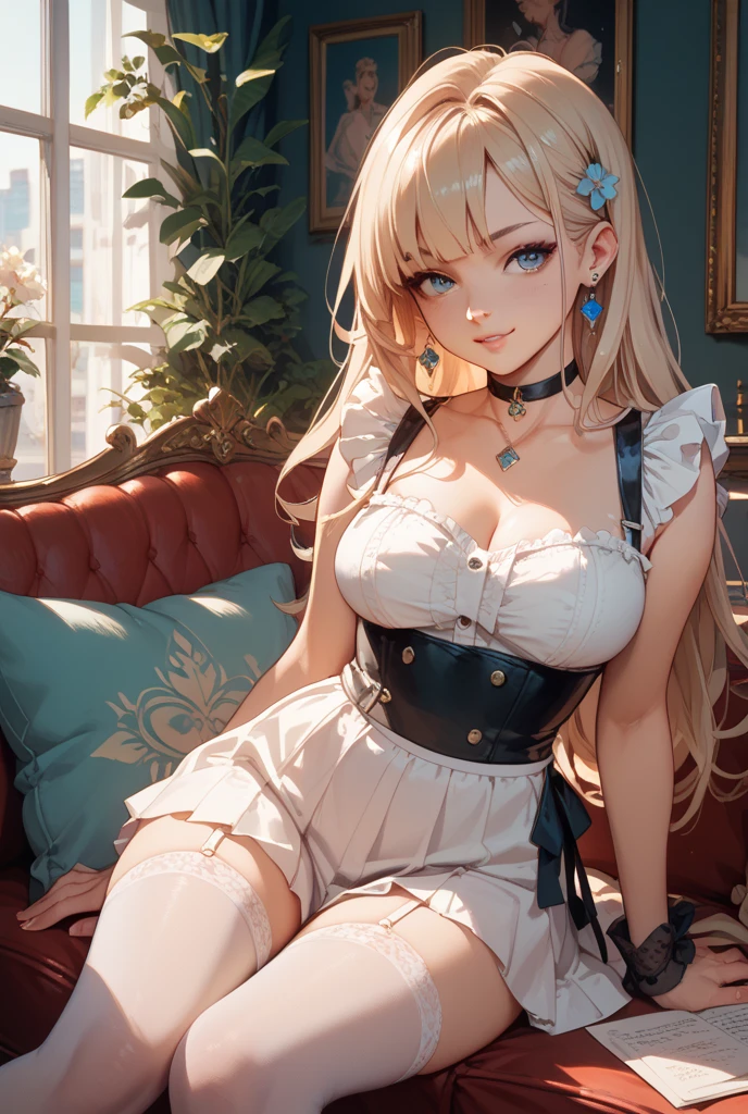 Anime girl in blue dress, loli in dress, oppai proportions, Ecchi, with a big chest, Big breasts!!, pixiv 3dcg, Big breasts!, (SFW) safe for work, Ecchi anime style, けもの, Seductive Anime Girl, (highly detailed CG unit 8k wallpaper), The most beautiful works of art in the world, Professional majestic oil painting, with an intricate, high detailing, Drama, The art of photorealism painting, Vikings at war in front of a mountain of skullls, Get out with a photo of the bedroom with the forest outside the window The Wizard of Oz High Detail Real Pictures at Night