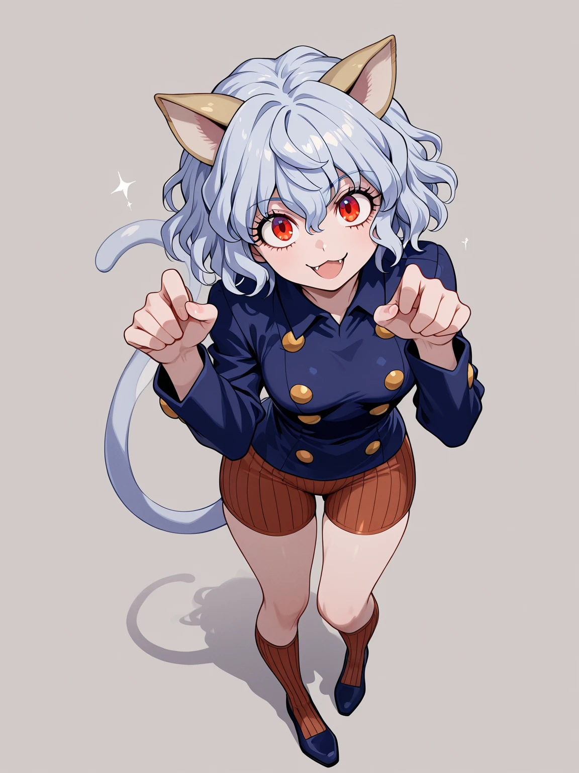 Anime Style, (Dramatic lighting:0.5), highest quality, Absurd, masterpiece, highly detailed, Break 1 Girl, alone, Excited, Excited, Last, Underbust, thick, break, Sexy pose, Love Hotel, Blake Blush, Deep Eyes, Symbol-shaped pupil, Moderate | Big chest, skinny, Messy Hair, Very long hair, saturated hair, low twintails, Hair between the eyes, bangs, Hart Ahoge, BREAK, Cat ear, Animal earsの毛, cat tail, tooth, :3, (pubic hair:0.9), BREAK Animal Collars, Gray Hair, shまたはt hair, Wavy Hair, bangs, Curly Hair, Animal ears, Hair between the eyes, chest, Moderate chest, Cat girl, cat tail, tail, Cat ear,  Hunter x Hunter, Neferpitou, Nude photoshoot, High resolution, 4K, 8k, Undressing, No clothes, Completely naked, View your viewers, Open your mouth, sunlight, Backlight, 