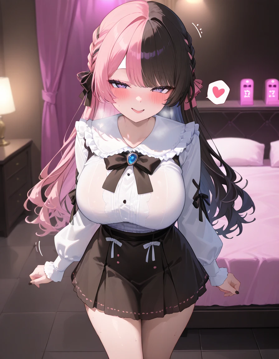 Get a breast massage Titty fuck Sex Sexual行動 climax G-Cup masterpiece highest quality High resolution Big Breasts sexy Sexual Nipples Female organ sexy Adult female pink black white Glaring eyes Mouth slightly open cover your chest with your hands Contemptuous Eyes Condescending eyes
