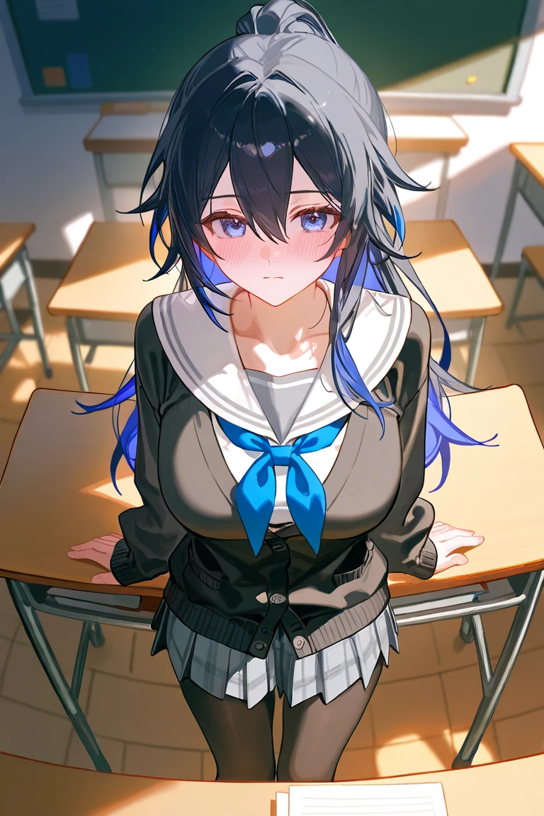 class room, students doing homework, teacher, background for manga