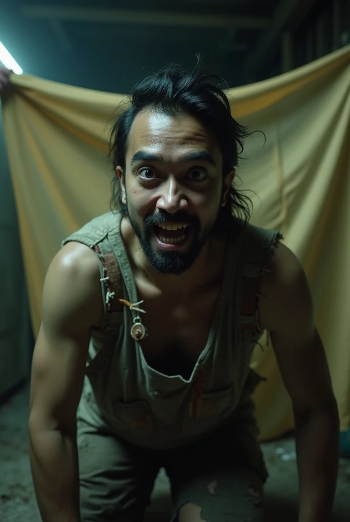 A handsome,Orc with abs tied to the sofa,Shoes taken off,Revealing two big bare feet,Both feet are locked in the foot,Feet raised,Soles facing forward,Five toes tied with rope in foot,His hands were tied tightly to one end of the sofa.,His upper body was stripped,Wearing only a pair of trousers,Being tickled by a man in a cap,His armpits were constantly tickled by feathers.,The soles of his feet were being scratched by two brushes.,The toes are also tickled by the feathers growing from the toes.。The abdomen is scratched with a brush,And he laughed,Struggling hysterically,Swinging his two feet,I want to escape from this nightmare.,But can only endure the punishment of being tickled。*(Have an expression of laughing like being tickled,Keep your feet elevated,The soles of your feet should face the screen)