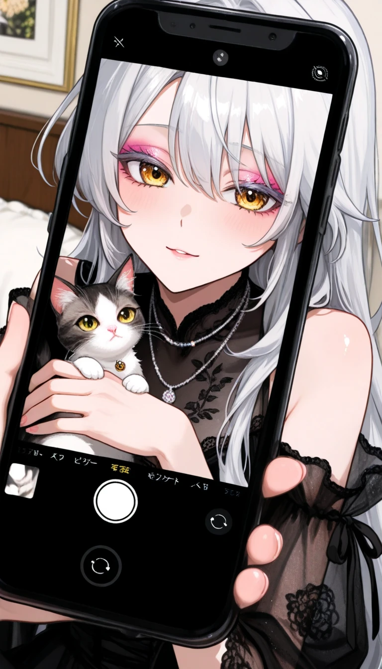 ((best quality)), ((masterpiece)), (detailed), perfect face two cats talking holding the phone with their paw near their ear