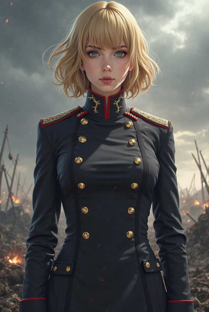 masterpiece,best quality, illustration,{beautiful detailed girl},beautiful detailed glow,(flames of war:1.2),(nuclear explosion behide:1.3),rain,detailed lighting,detailed water,(beautiful detailed eyes:1.1),expressionless,palace,azure hair,disheveled hair,long bangs,hairs between eyes,(whitegrey dress:1.1),black ribbon,white bowties,midriff,big forhead,blank stare,flower,long sleeves