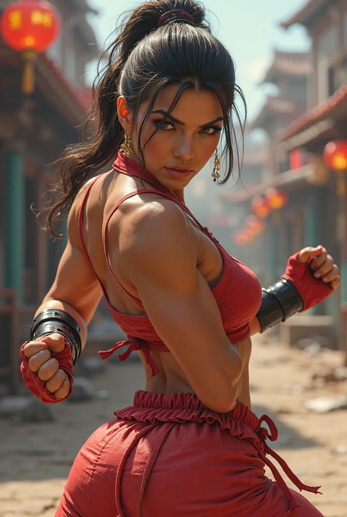 Realistic busty woman,Karateka,hokuto no ken,ultimate form,8k,Performance