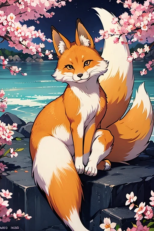 A raposa de nove caudas (kitsune, in Japanese) is a popular magical figure in Japanese mythology, whose animal spirit becomes human. The image of the fox represents cunning and intelligence. Ademais, is seen as an animal with mystical powers, sacred or even