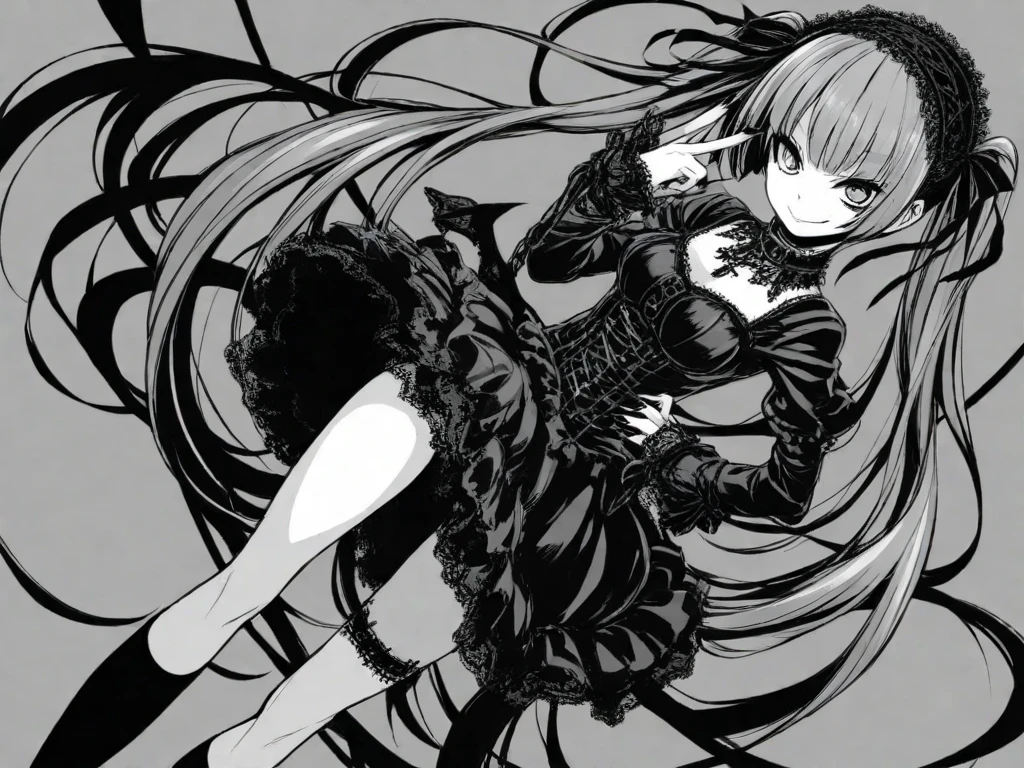 garota and roupas cybersigilism gotica, and (Barbed wire through the body) cabelo preto and pontas branca,1 girl,Black Tears,Black and white