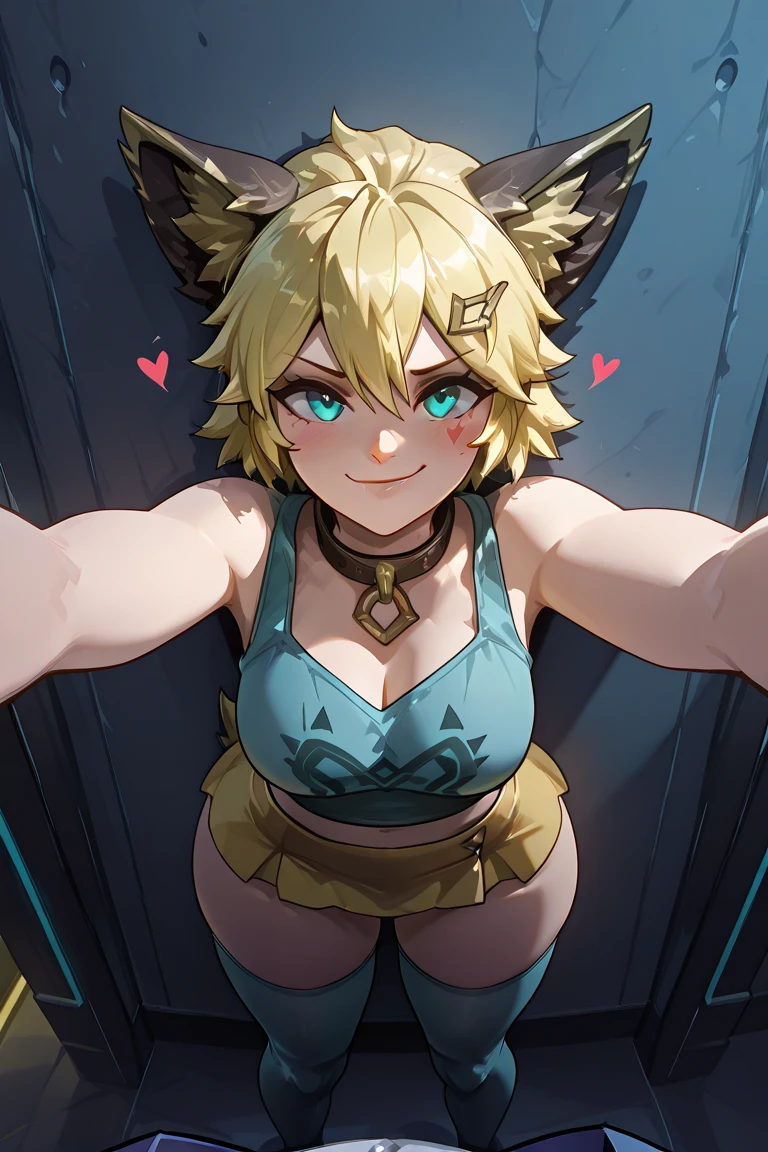<lora:chii1ep3_0.95dim32:1>, <lora:bows1-000015:1>, standing, leaning forwards, looking at viewer, claw pose, simple background, outdoors, grass, sky, upper body