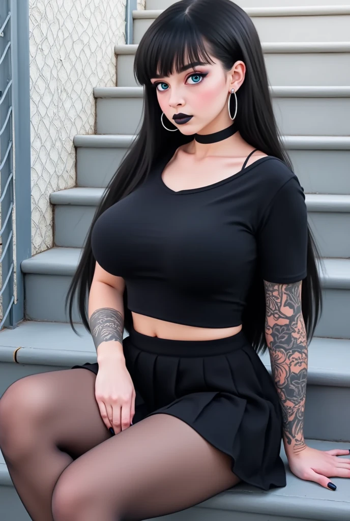 Beautiful goth, femme fatale, (Background cemetery)