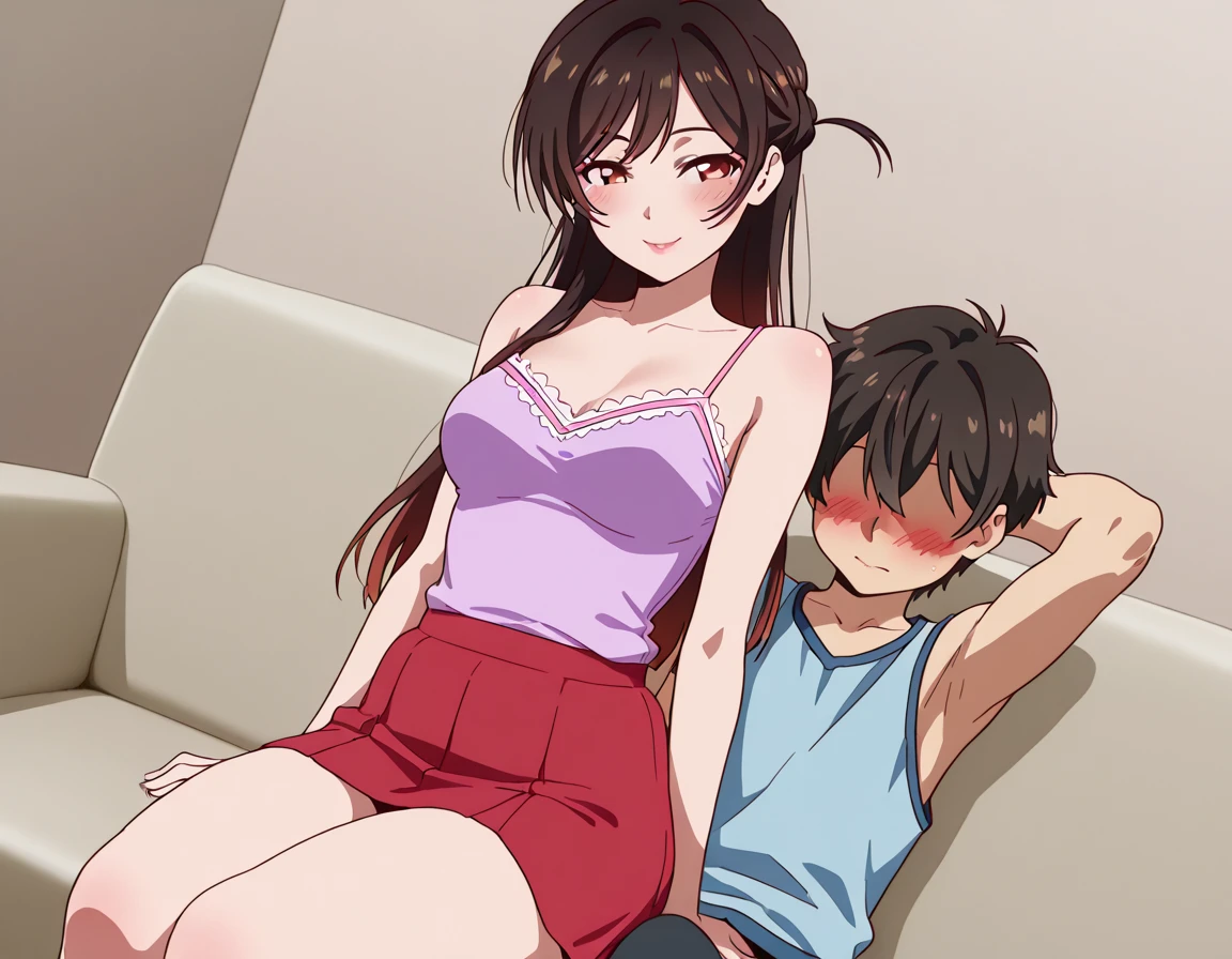(High resolution,realist:1.2),beautiful,Cute mother and teenage son standing in bedroom, mother in pink and sexy underwear, Great cleavage, busty mother, son hugging her, short son, 15 year old son