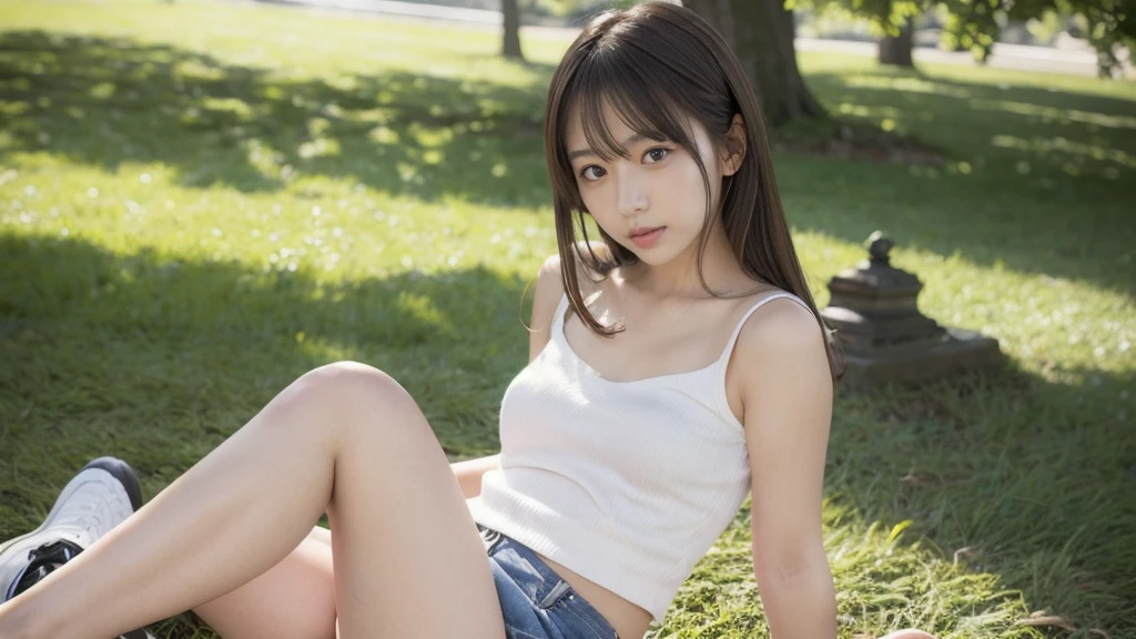 A slight smil、NSFW、((cammel toe))、(Female genitals:1.1)、Sexual Girl 、18year old、 Adorable、 (Twin-tailed) 、 (a high chroma、top-quality:1.0)、 (highlydetailed skin)、 (Best Quality:1.1)、 (超A high resolution:1.0) 、(photographrealistic:1.0)、 (ultra-detailliert:1.0)、 (in 8K、 Raw photo:1.1)、(autumnal、Trees with bright autumn leaves々:1.3)、Valley-like waterside、A waterfall cascading down the rock face behind