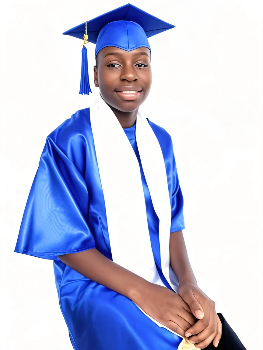 A 16-year-old in a graduation gown, holding a diploma with a hopeful expression, standing at the crossroads of their future.