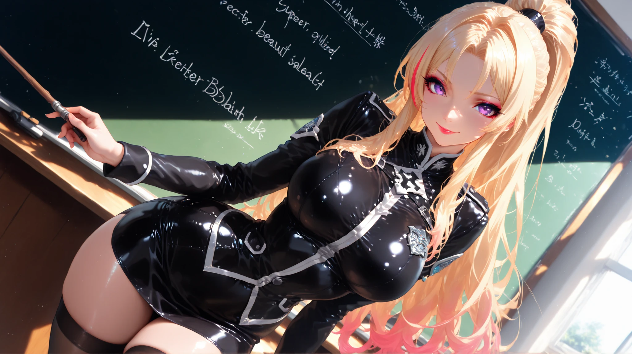 NSFW, (girl),((optimal quality)), ((Masterpiece)), (A detailed: 1.4),face red,perspire,showing niples, The ultimate masterpiece,(fidelity:1.2),(sexy),(Huge chest), Open crotch, Open legs, (Smooth: 1.1), (Cutes: 0.9), (shiny: 1.1),, red lips, cute girl, anime, cute pose, super small transparent lace lingerie,g string mini thong, (big breast), big ass, detailed lines, 8k image, no blur, perfect realistic nipples, sexy closed smile, erotic, super small sexy armor,detailed realistic vagina, michievous smile, hottest girl in the world, dominant gestures, super small short dress, in a classroom, tights, asuna from blue archive game, blonde, cutest girl on earth