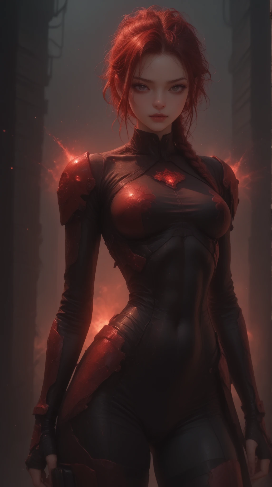 (Extremely detailed 8k wallpaper), a mid shot photo of a terrifying female succubus fear elder, confident, evil look, calm, modern futuristic clothing, complex, highly detailed, and dramatic, cinematic lighting, red skin:1.2, red glowing skin:1.2, cameltoe, subsurface scattering:1.2, soft lights
