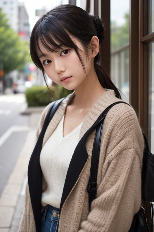 1 girl、(looking at the viewer)、(Bokeh:1.1)、parted lips、Expressionless、realistic、tights、skirt、skyline、realistic、アップskirt、skirtリフト、highest quality、masterpiece:1.3、Super high resolution、Angle of view from below:1.25 、close up on panties:1.35、embarrassed look、The background is a night view、(look viewer:1.3)、(beautiful face:1.2)