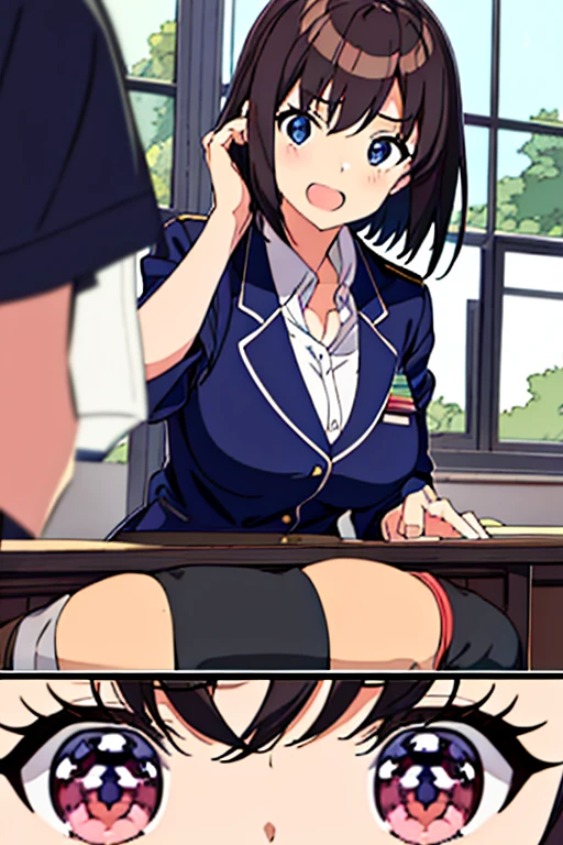 （1girl:1.5），masterpiece, super high quality, Beautiful details, Very detailed, High resolution,、Night room、Lying in bed、Bob Hair((Medium))、Melted face、Sigh、Uniform taken off，((No underwear on))、Black 、Exposed genitals and breasts、Large Breasts、Lifted legs、Black brown hair、Brown eyes、Mouth closed、Fat、loose body、Bare skin wet with sweat、Captivating look、blush、Sweaty:1.3，（Having sex with a man:1.5），Have sex with a man、Hands hide behind the body