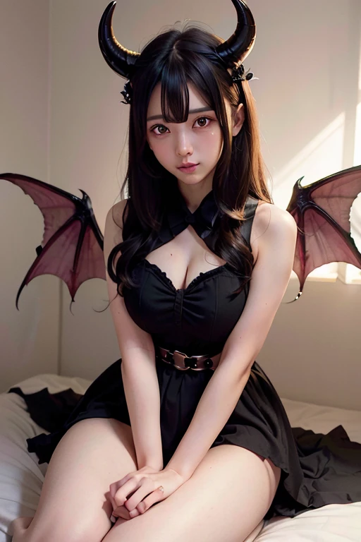 High resolution, masterpiece,Highest quality, Super detailed, (Fine grain), (Detailed face), One girl,figure, Gray Hair, Red eyes, Best details, (Glowing Eyes), Flat-breasted,  Backlight, (abdomen:1.4), light, High Contrast, colorful,room_Idol, (ponytail:1.2),(Happy:1.2),View your viewers,Upper Body,(White shirt:1.3),(A small hat with bat wings),(Hair Clip:1.2)