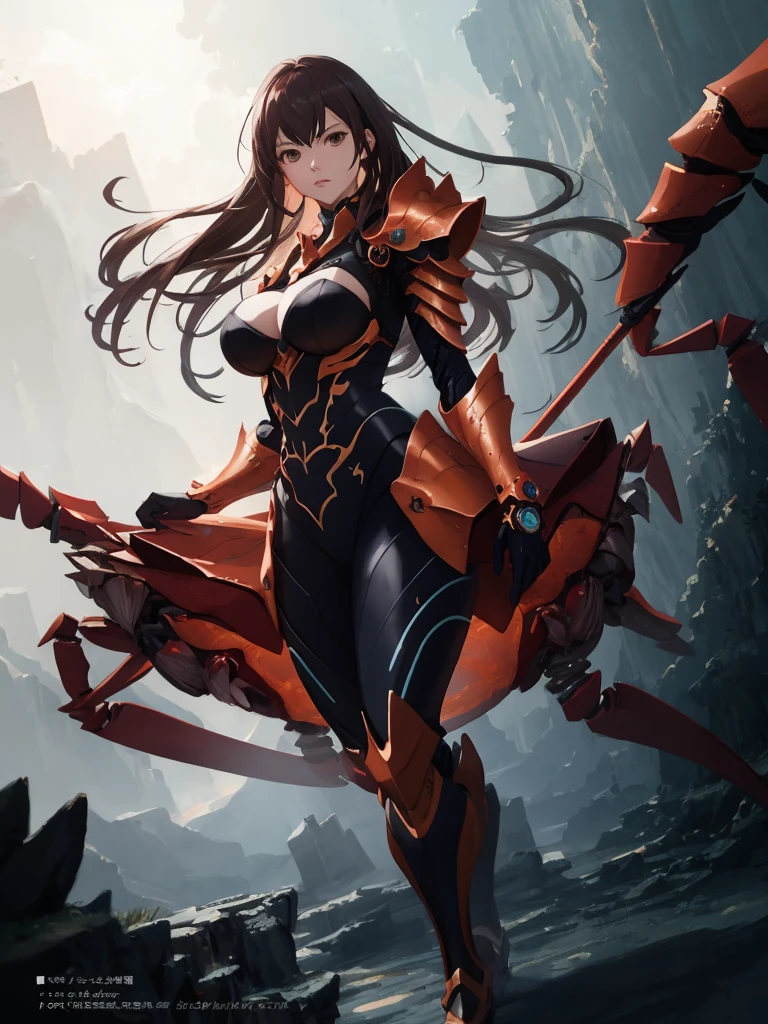 a woman with red hair and a large body is sitting on a large black and red dragon, biomechanical oppai, robot mecha female dragon head, a very beautiful berserker woman, mika kurai demon, mechanized valkyrie girl, from arknights, infernal nymph!!!, nihilister nikke goddes of victory, with scaly-looking armor