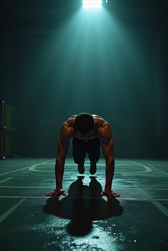 boy standing, shadow on his back