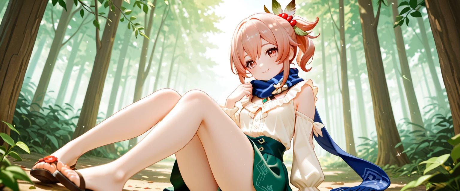 View from below、seductive smile