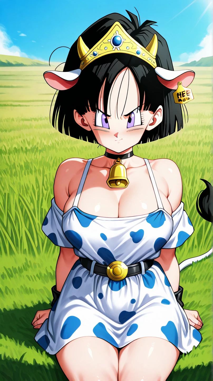 score_10, score_9, score_8_up, score_7_up, score_6_up, score_5_up, score_4_up, BREAK, source_anime, anime screencap, anime coloring, videl, black hair, blue eyes, eyelashes, parted bangs, short cut, collarbone, pink cat lingerie, (cocksock), cat tail, (cat ear), paw gloves, collar, bell, zettai ryouiki thighhighs, large sagging breasts, erect nipples, (short stack:0.5) outside, looking at viewer, cowboy shot, dutch angle, standing, hand on hip, :<, question mark, underarm sweat, natural unshaven Pubic Hair