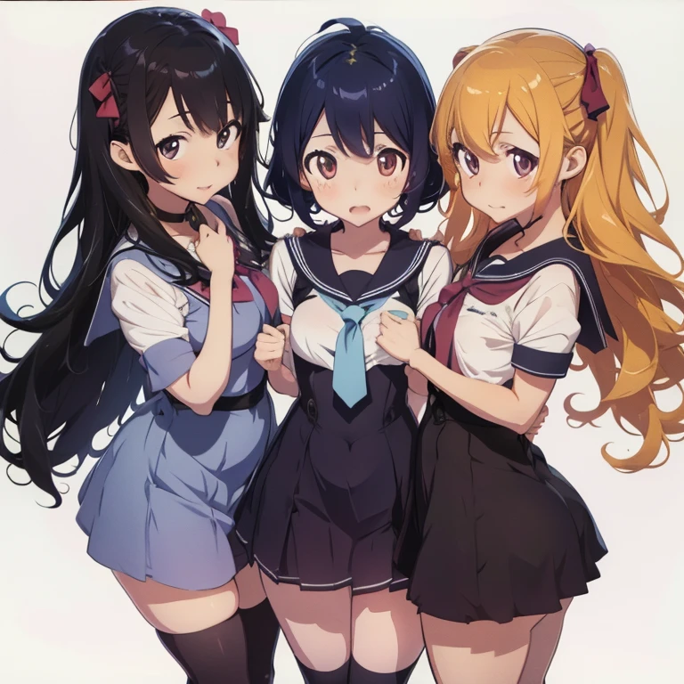 Undressing in a school classroom、Black Hair Girl、Girl undressed、A white short-sleeved shirt with all the buttons undone、Cute Bra、Cute Underwear、barefoot、Undressing in the classroom with lots of friends、Cool colours