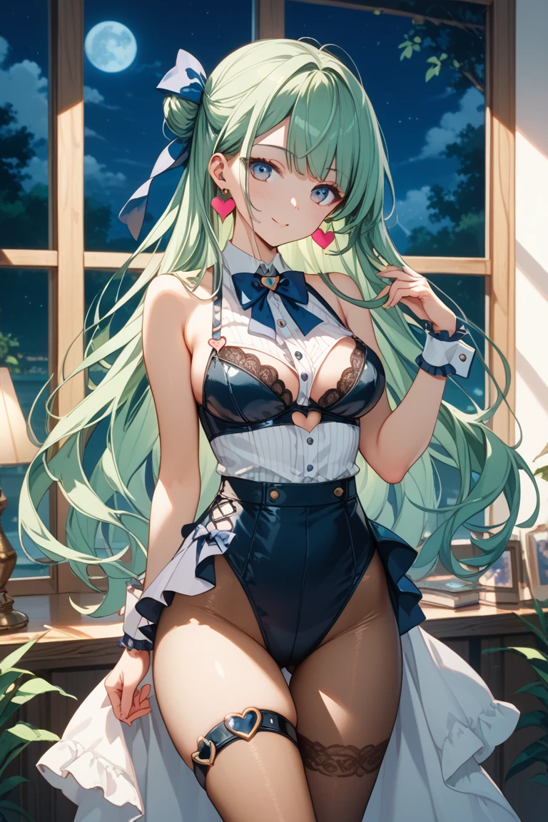 miku hatsune、Your butt is facing us、Maid Cosplay、Looking back、Black lace panties、Ecchi anime style, Top Rated on pixiv, beautiful alluring anime woman