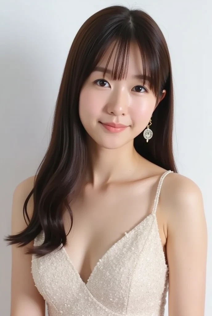 Medium Size Display, Medium Shot, Written boundary depth, bust, Upper Body, Movie angle, masterpiece, Highest quality, Very detailed, CG, 8k wallpaper, Beautiful Face, Delicate eyes, alone, smile, cute、Purple Dress、Floral Background、