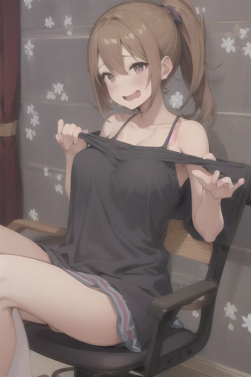 master-piece, bestquality, 1girls,16 years old, View viewers from front, HD, slight smile, big tits, cleavage, tights cloth, , tiny body, under tits cleavage, look down, sweater, stand up, kunikida hanamaru, paizuri invitation, in jacuzzi,