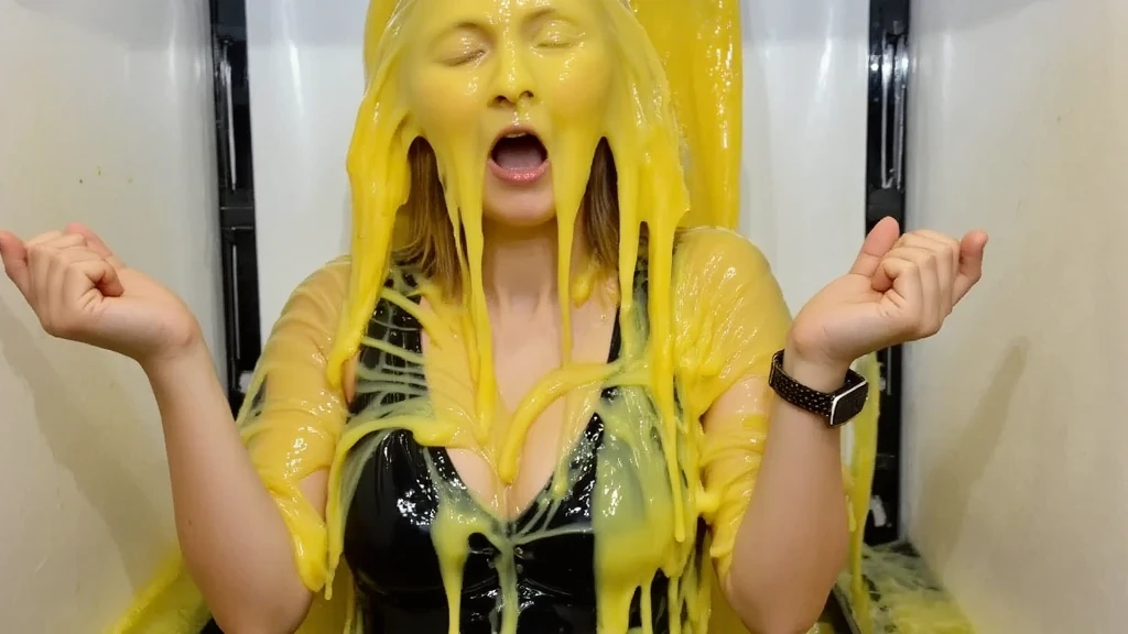 Shocked curvy girl gets mayonnaise on her face