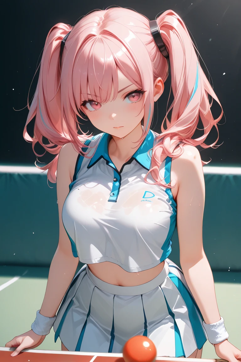 (high resolution, upper body, soft skin:1.2),(best illustration,masterpiece:1.2),ultra-detailed,[(cat ears ,pink inside:1.2),vivid colors,sharp focus,portrait,studio lighting,bokeh, wearing a tennis uniform, tennis courts background, dusk, full body portrait, kneeling, back turned, from above 